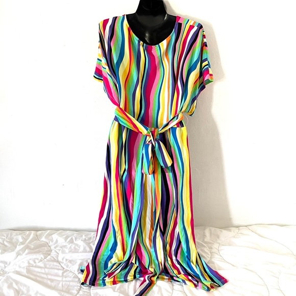 Eloquii Wrap Around Dress in Liquid Rainbow - Picture 4 of 12